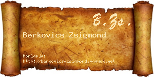 Berkovics Zsigmond névjegykártya